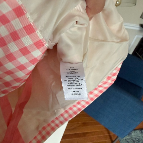 Talbots Petite Sz Small Pink and White Gingham Preppy Water Resistant Jacket - Picture 6 of 9